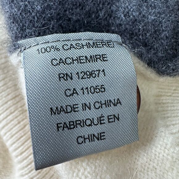 360 Cashmere Cardigan Sweater Women’s Small Gray Ivory Front Pockets Long Sleeve - Picture 5 of 8